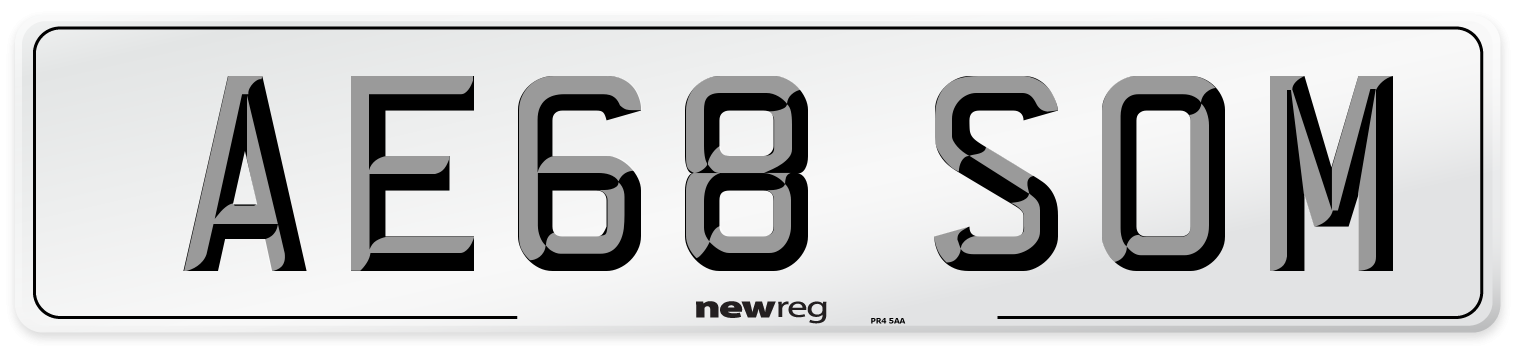 AE68 SOM Number Plate from New Reg